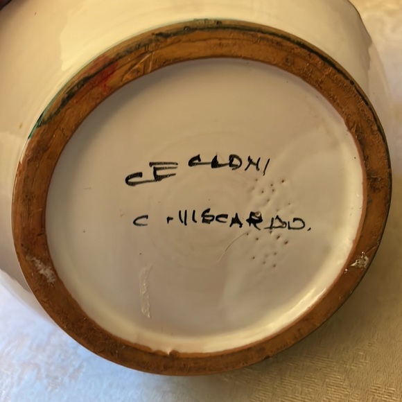 Hand thrown, hand painted Via Porta Pinciana - GB Italian pottery pitcher in EUC - Picture 6 of 13